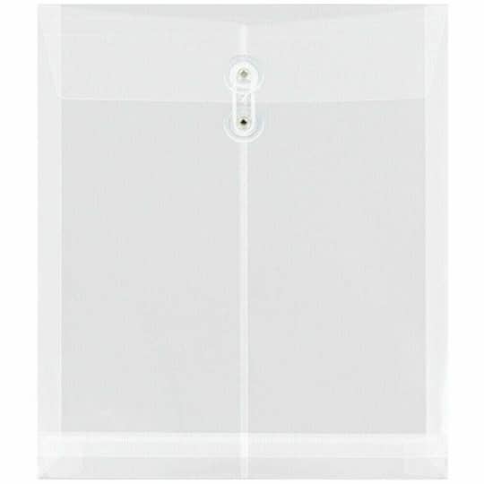 JAM Paper 9.75" x 13" Clear Plastic Button String Open End Envelopes, 6ct.